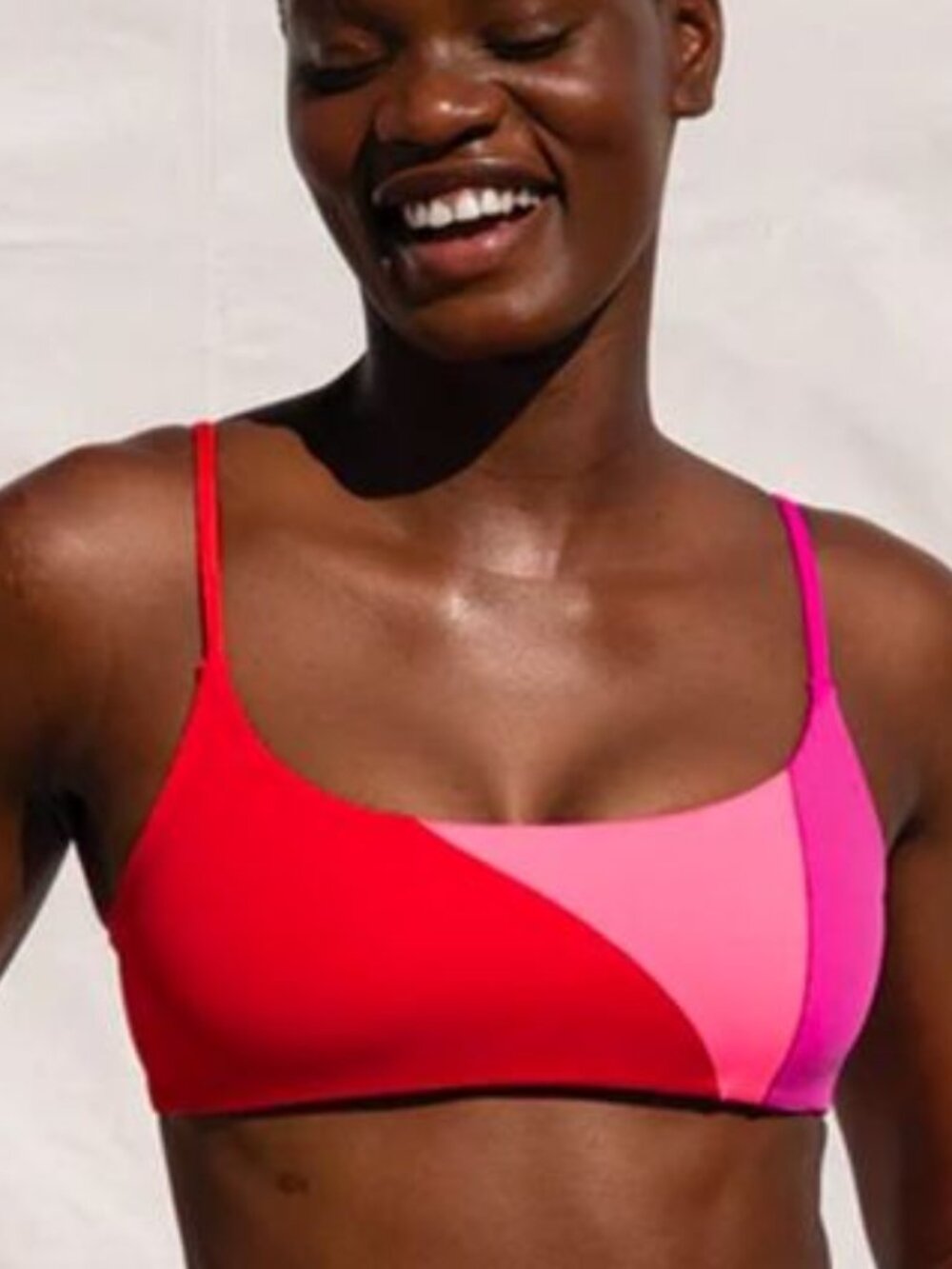 Left of Friday Pool Days Swim Top (Sweet Chili Heat / Hot)